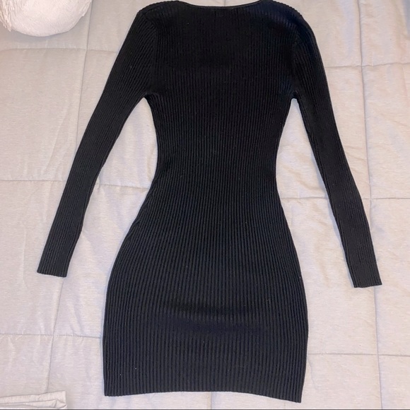 Black long sleeve body con dress - Picture 2 of 4